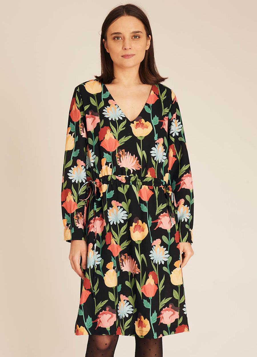 WOMEN IN FLOWERS SHORT DRESS