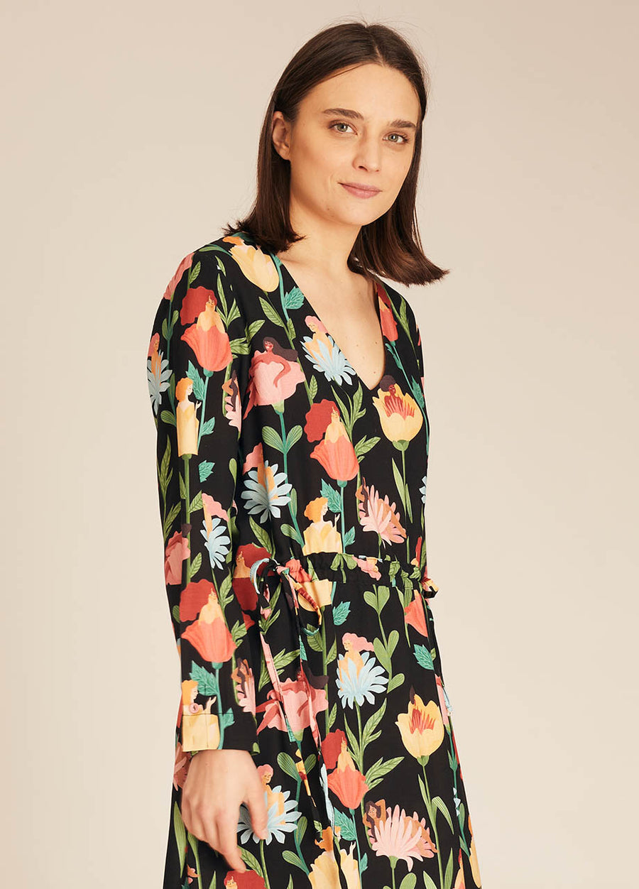 WOMEN IN FLOWERS SHORT DRESS