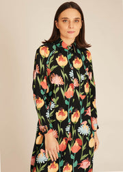 WOMEN IN FLOWERS MIDI DRESS