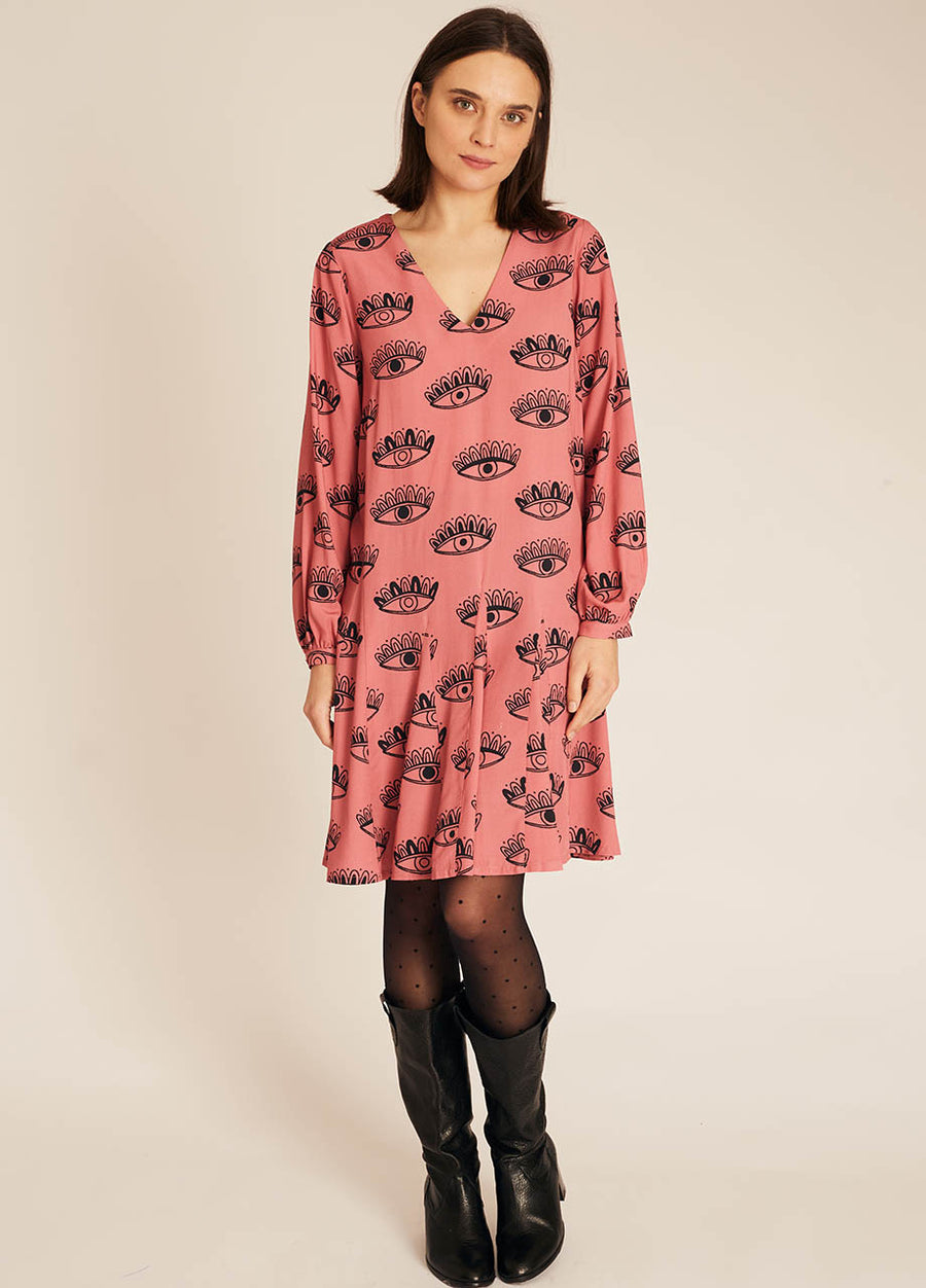 EYES PRINT WIDE DRESS