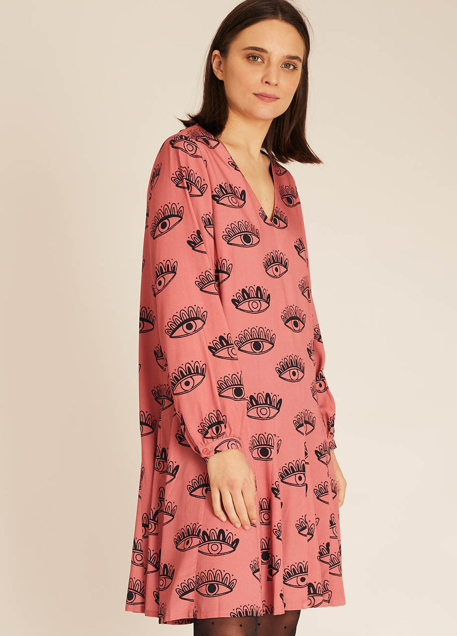 EYES PRINT WIDE DRESS