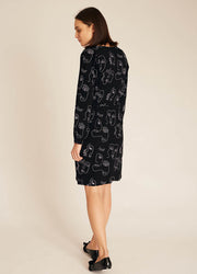 FACES EMBROIDERY BUTTONED DRESS