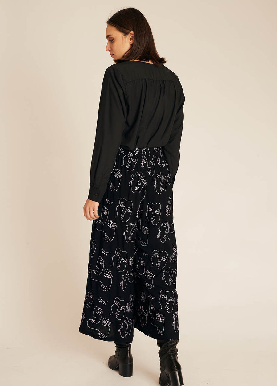 FACES EMBROIDERY CULOTTE