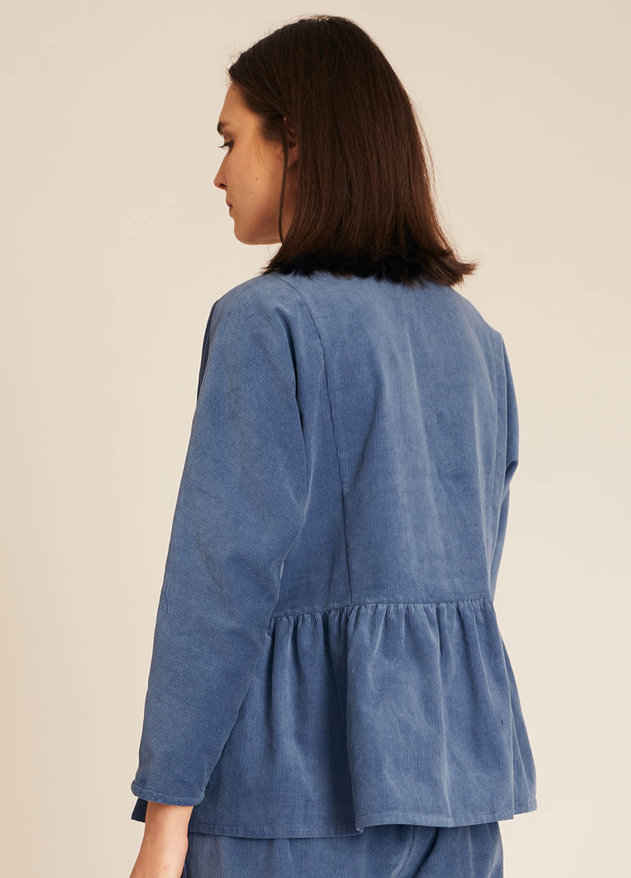 THIN CORDUROY SHIRT BLUE