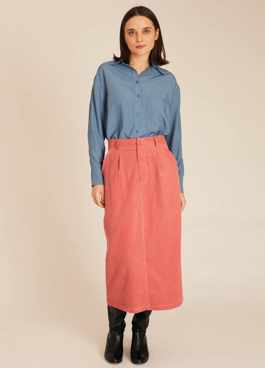 THIN CORDUROY SKIRT PINK