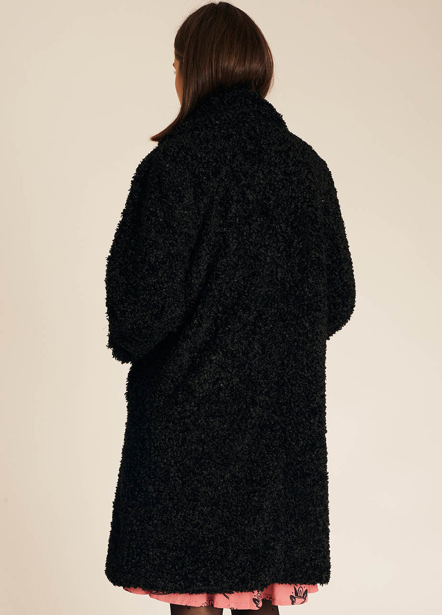 VEGAN SHEEPSKIN COAT BLACK