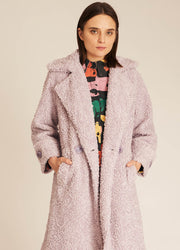 VEGAN SHEEPSKIN COAT LILAC