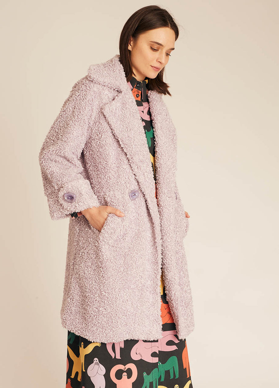 VEGAN SHEEPSKIN COAT LILAC