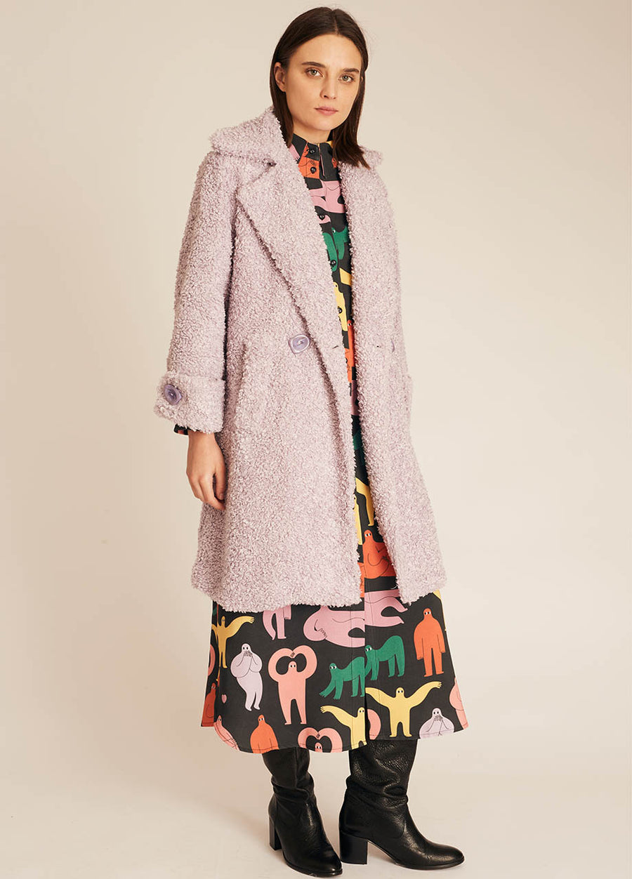 VEGAN SHEEPSKIN COAT LILAC