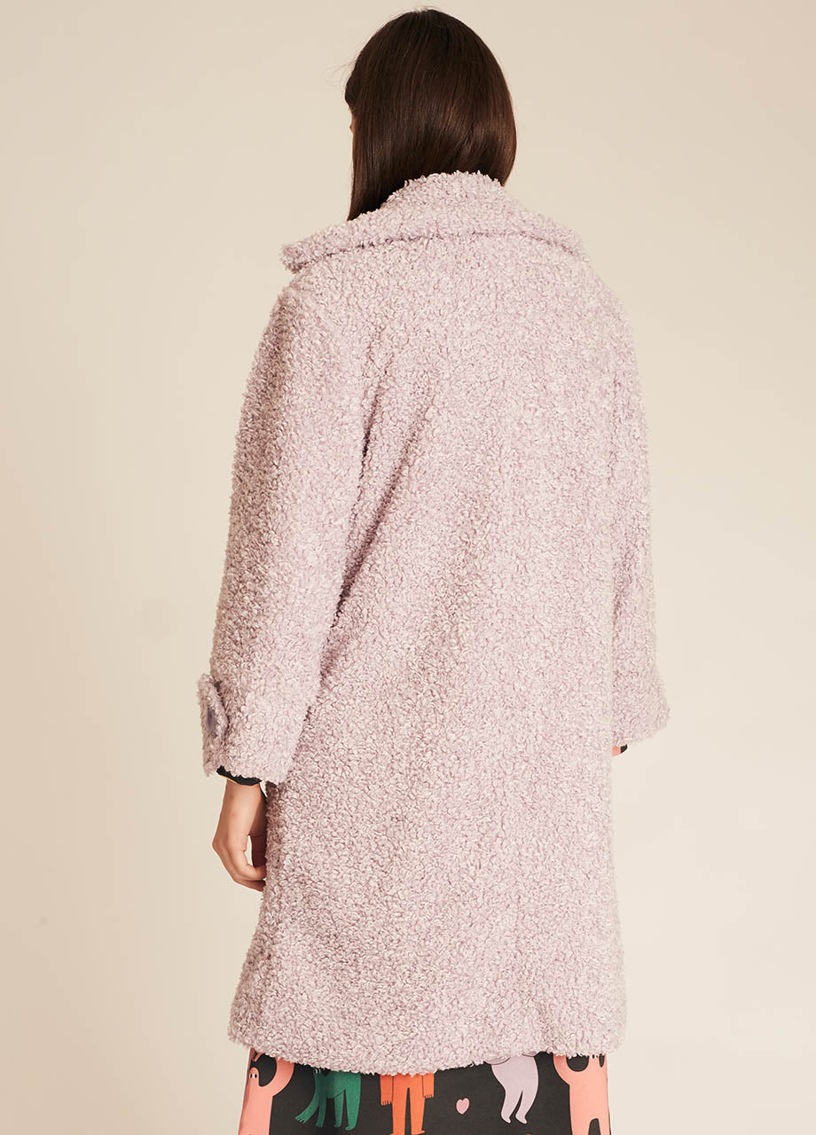 VEGAN SHEEPSKIN COAT LILAC