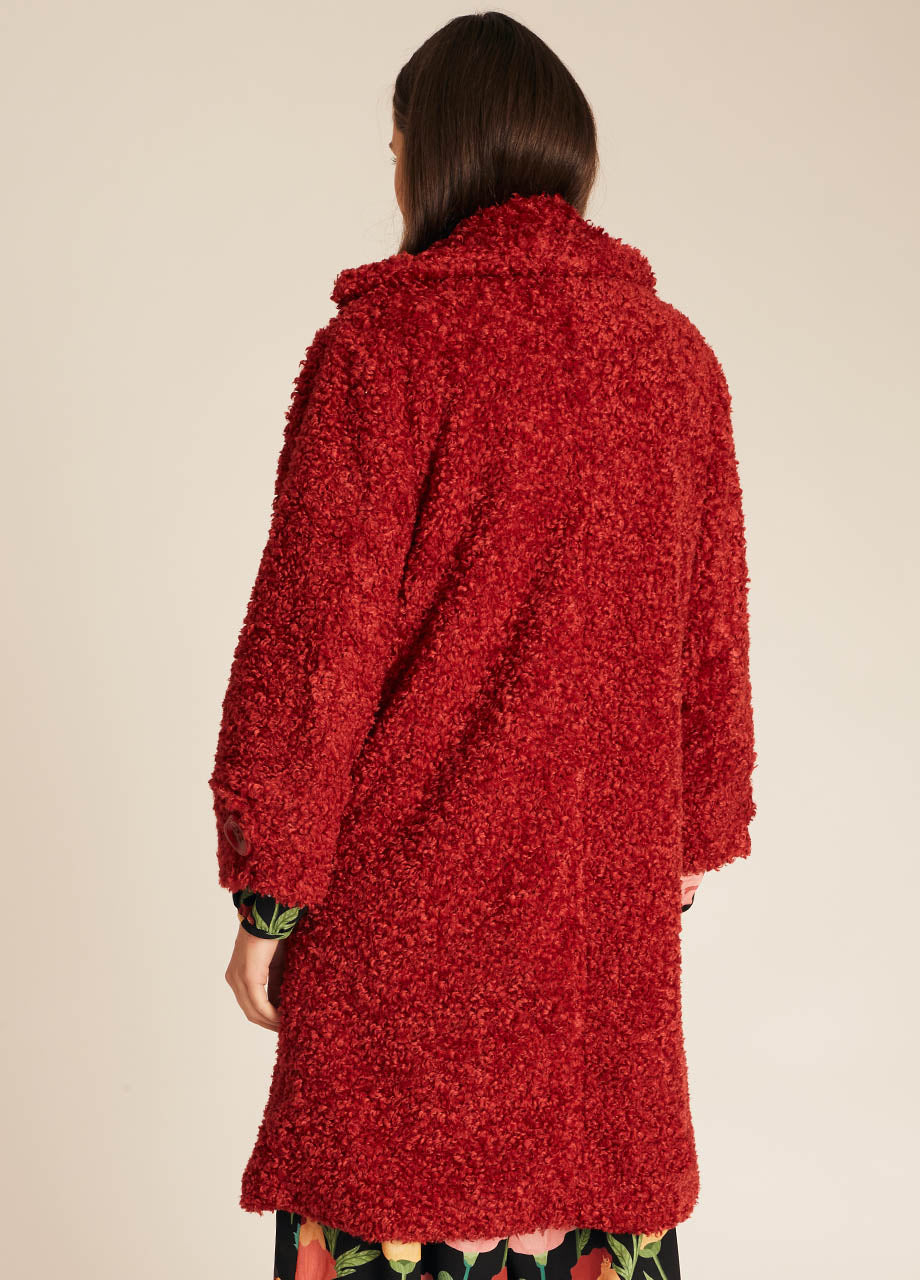 CAPPOTTO IN PELLE DI PECORA VEGAN ROSSO