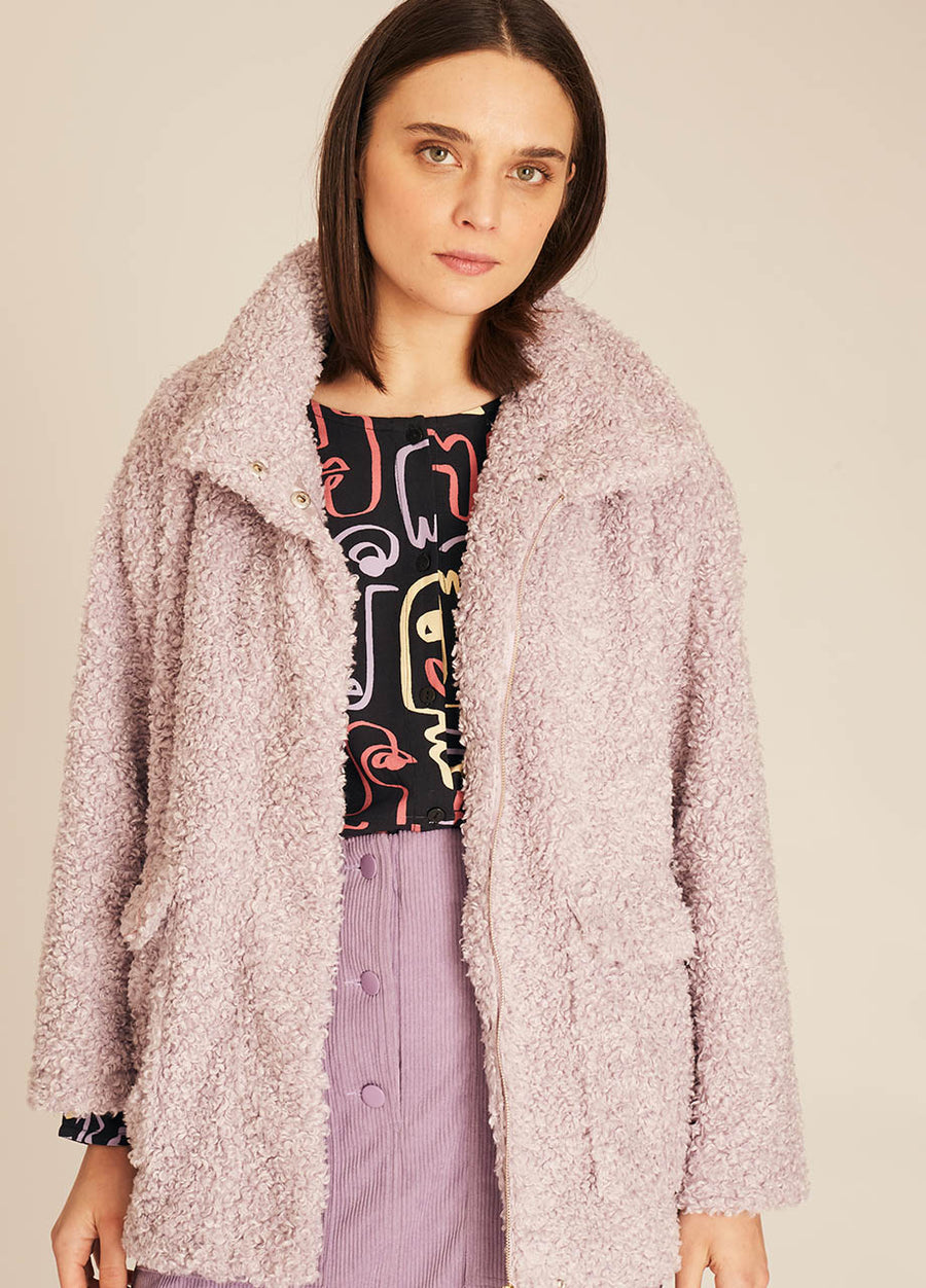 VEGAN SHEEPSKIN JACKET LILAC