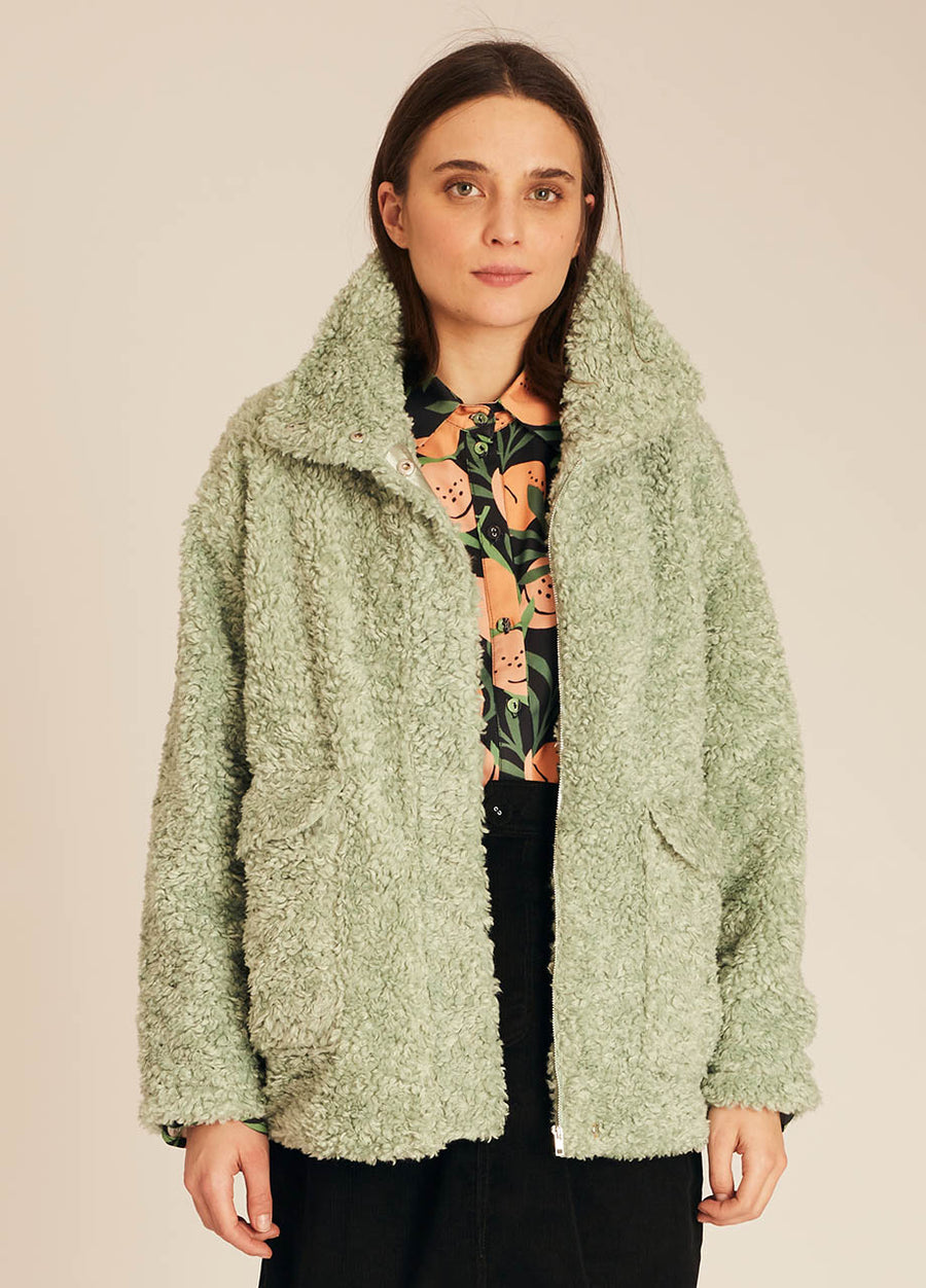 VEGAN SHEEPSKIN JACKET GREEN