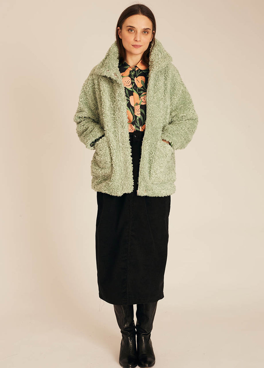 VEGAN SHEEPSKIN JACKET GREEN