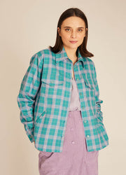 SQUARES OVERSHIRT TURQUOISE