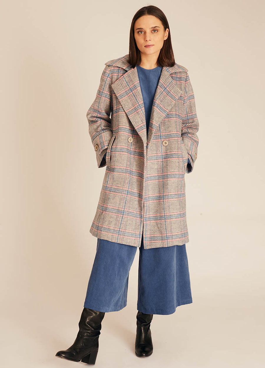 CAPPOTTO INVERNALE A QUADRETTI BLU