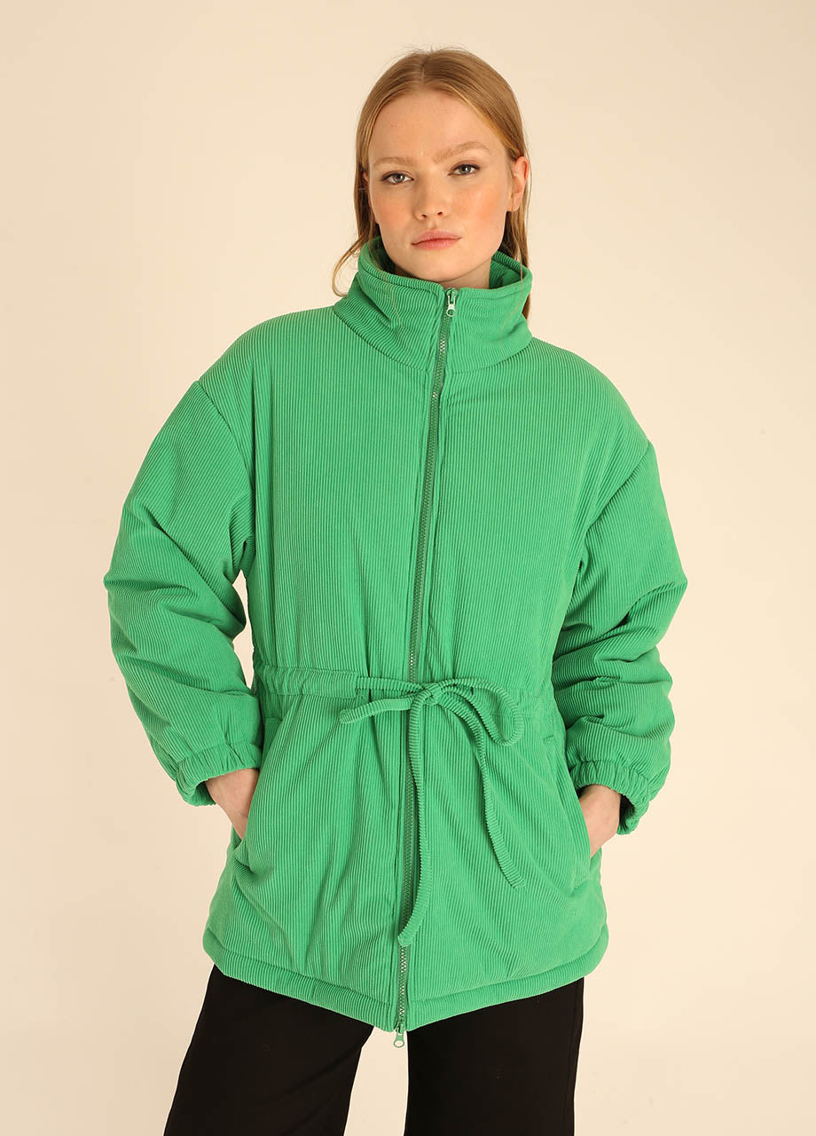 CORDUROY ZIPPED COAT GREEN