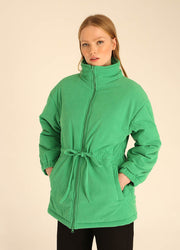 CAPPOTTO IN VELLUTO CON ZIP VERDE