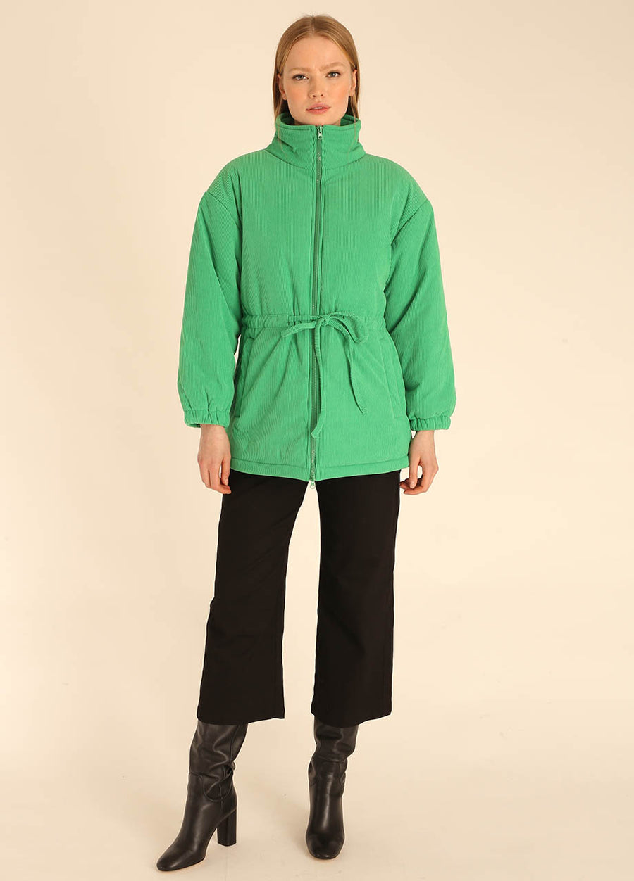 CORDUROY ZIPPED COAT GREEN