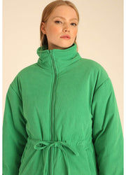 CORDUROY ZIPPED COAT GREEN