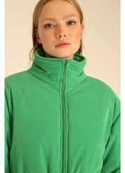 CAPPOTTO IN VELLUTO CON ZIP VERDE