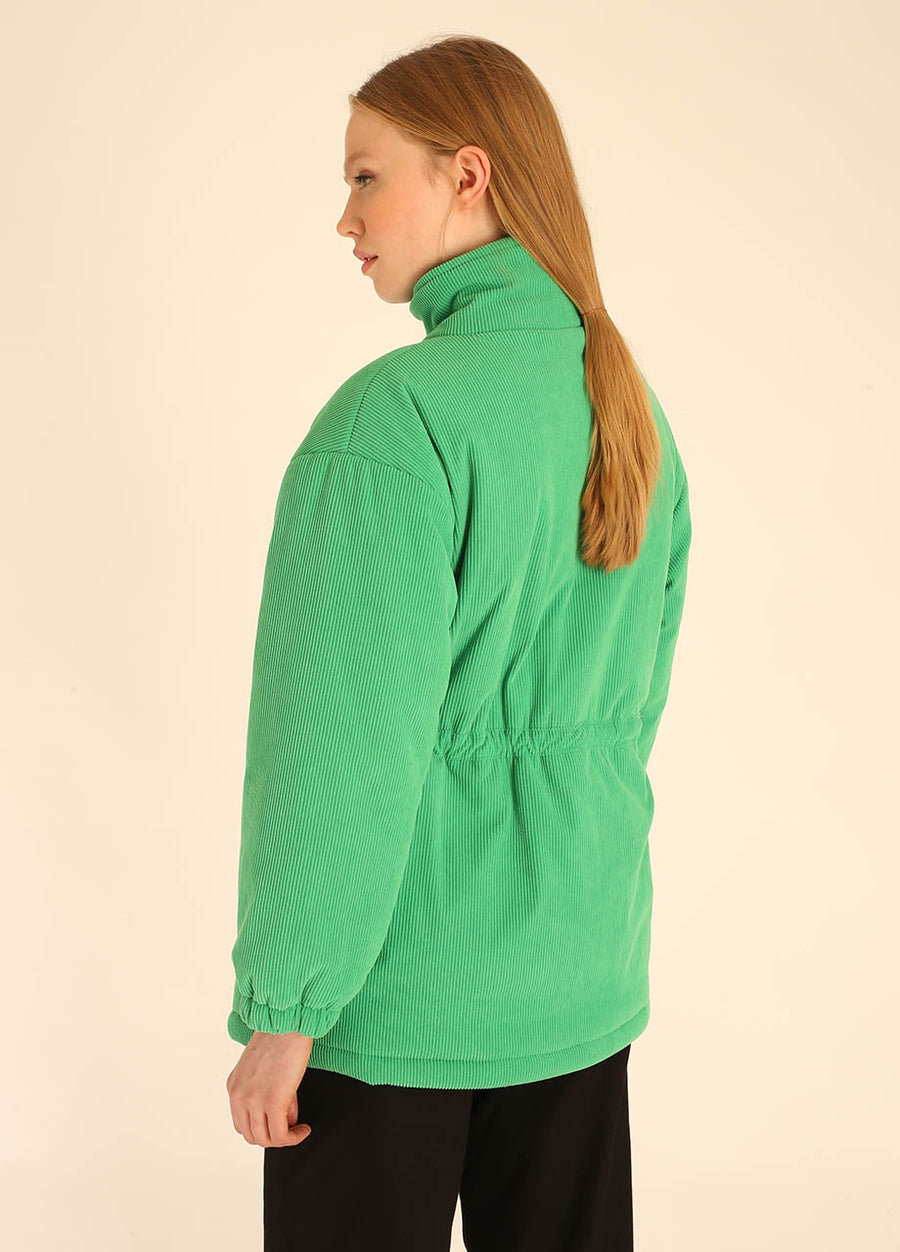 CAPPOTTO IN VELLUTO CON ZIP VERDE