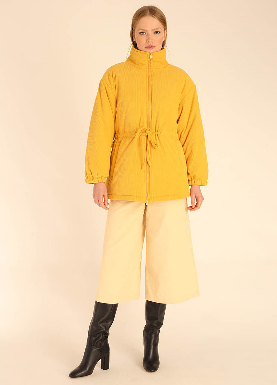 CAPPOTTO IN VELLUTO CON ZIP GIALLO