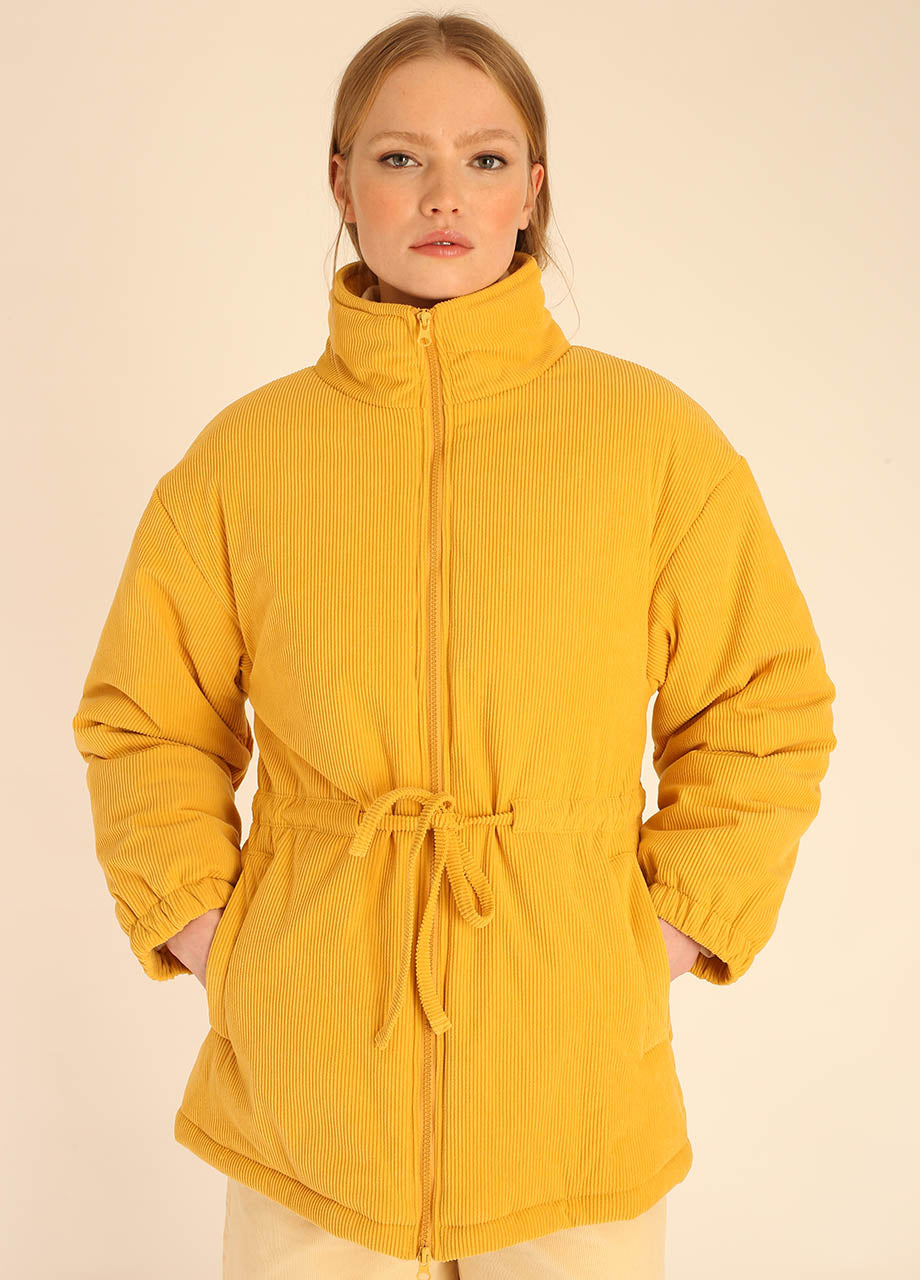 CAPPOTTO IN VELLUTO CON ZIP GIALLO