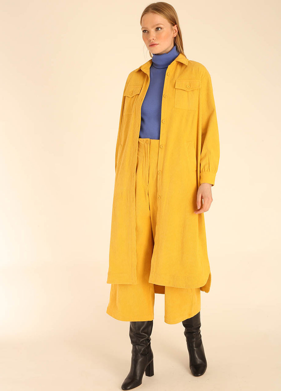 CORDUROY LONG OVERSHIRT YELLOW