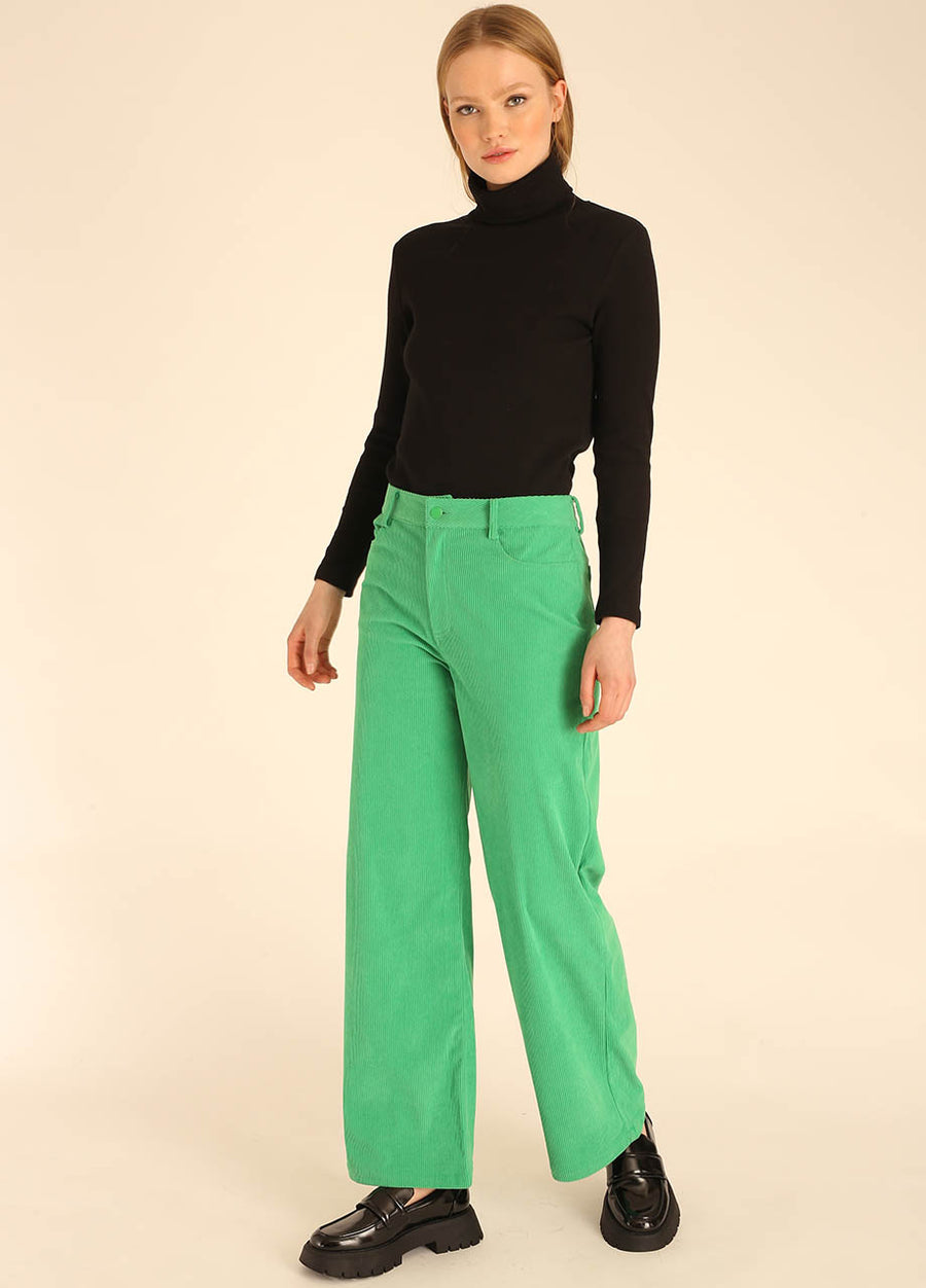 PANTALONE LUNGO IN VELLUTO VERDE