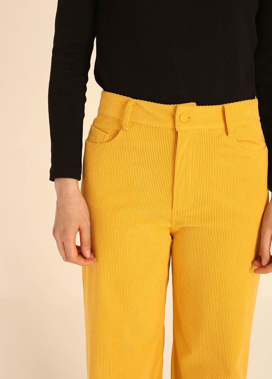 PANTALONE LUNGO IN VELLUTO A COSTE GIALLO