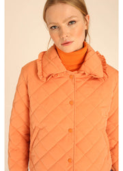 QUILTED CROP JACKET PEACH