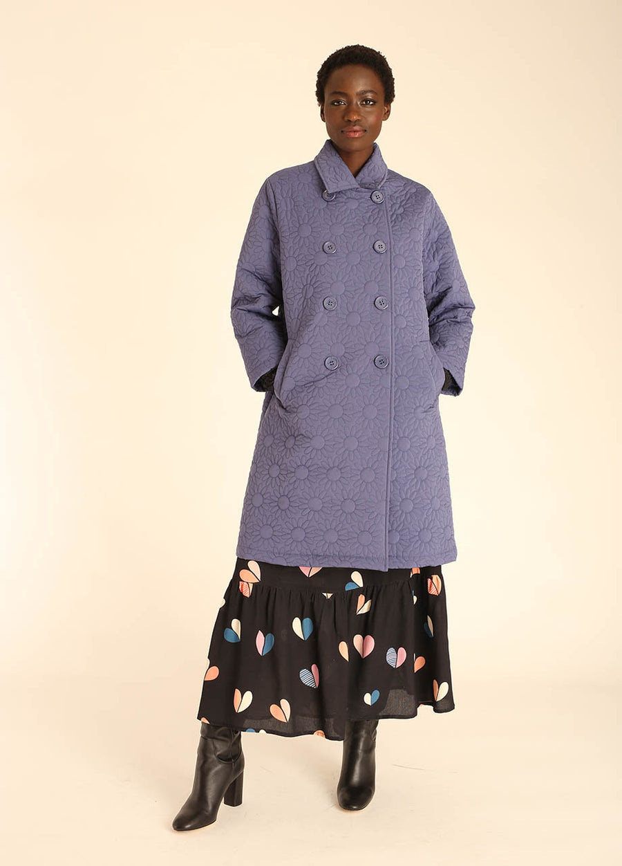 COAT DAISY EMBR INDIGO