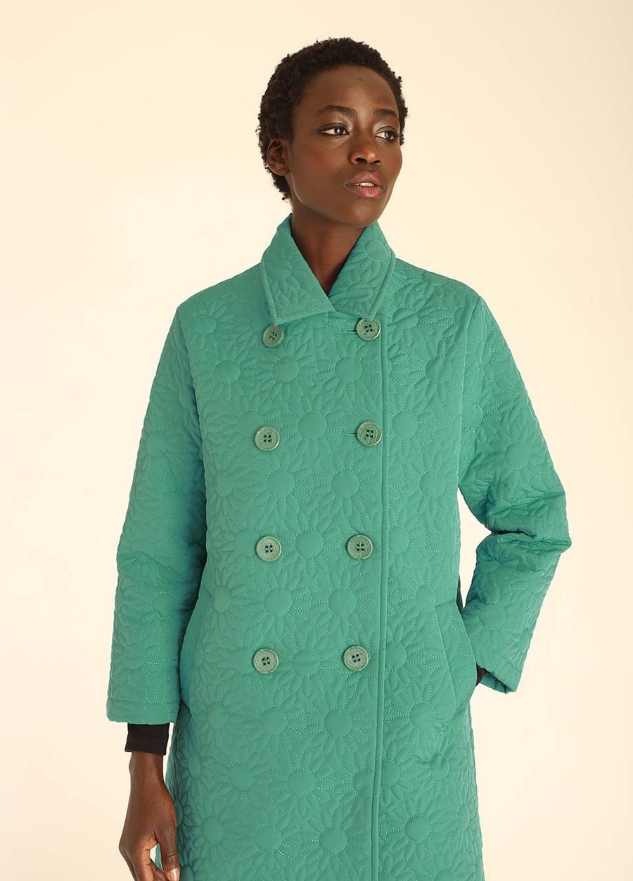 COAT DAISY EMBR GREEN