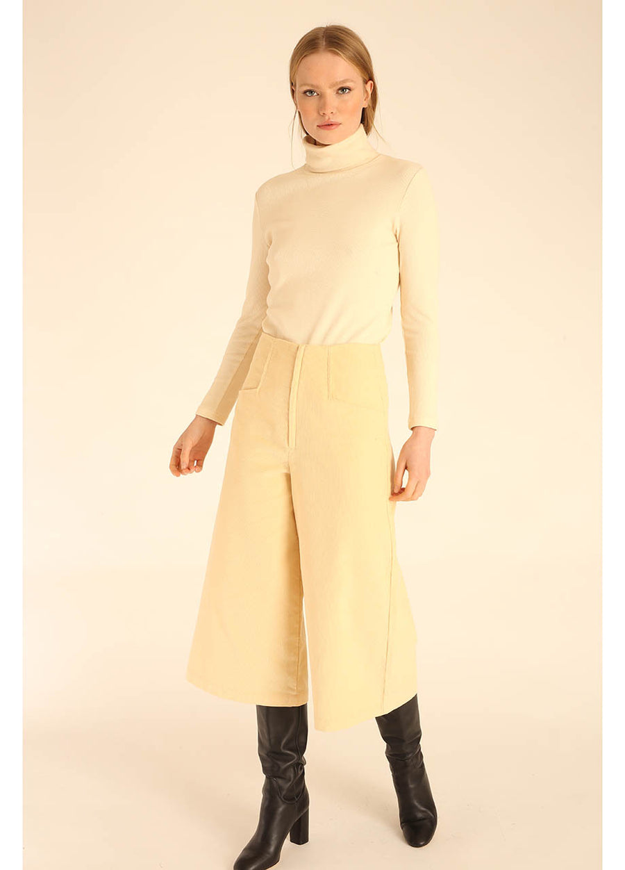 BEIGE CORDUROY CULOTTE