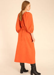 LONG DRESS BALLON SLEEVES PEACH