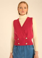 WAISCOAT 4BUTTONS CERISE