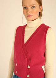 WAISCOAT 4BUTTONS CERISE