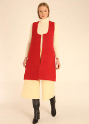 LONG WAISCOAT FLUFFY CERISE