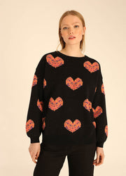 SWEATER 3D HEARTS BLACK