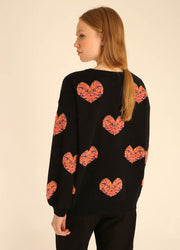 SWEATER 3D HEARTS BLACK