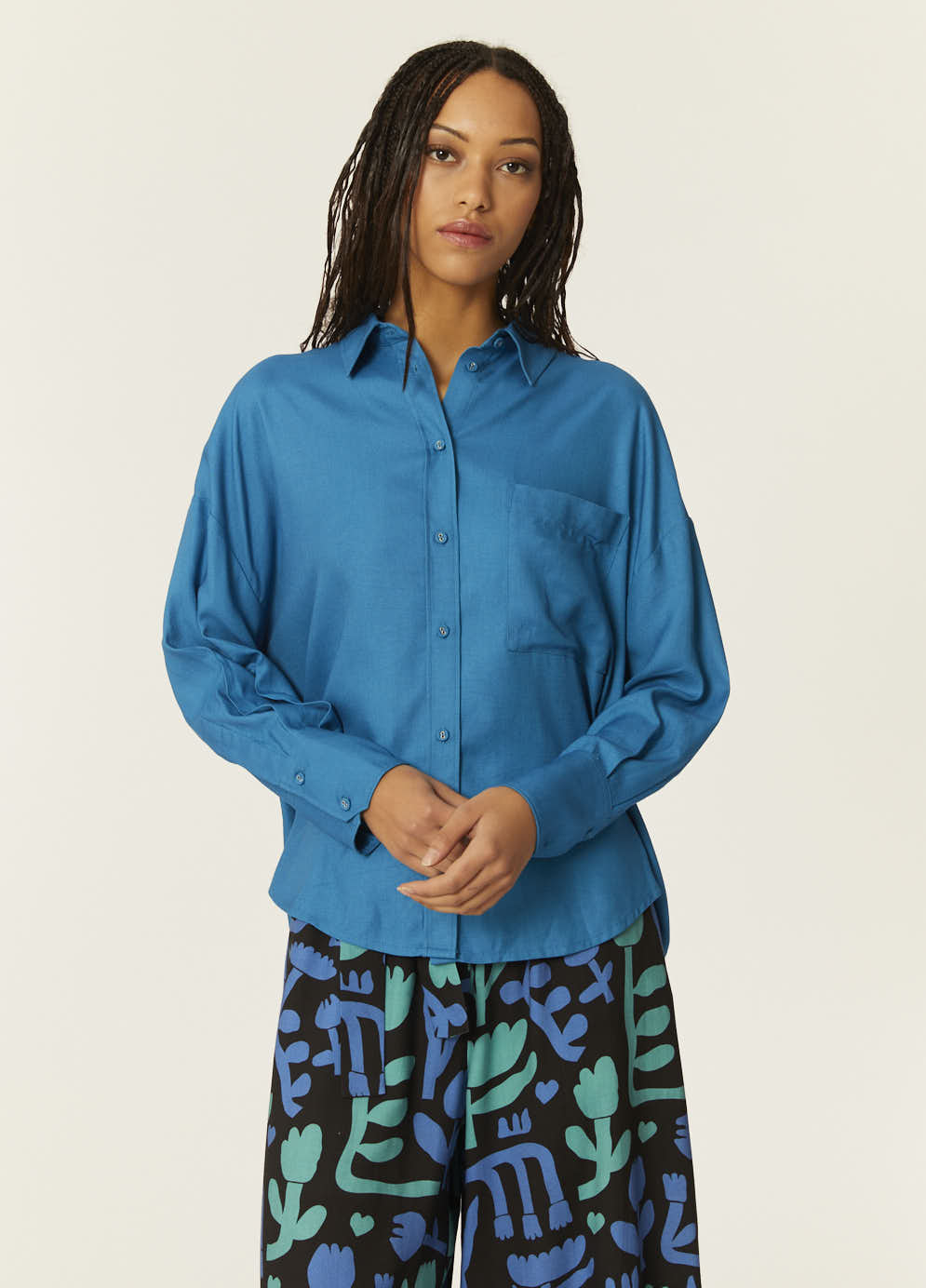 CAMISA OVERSIZE ECOVERO AZUL