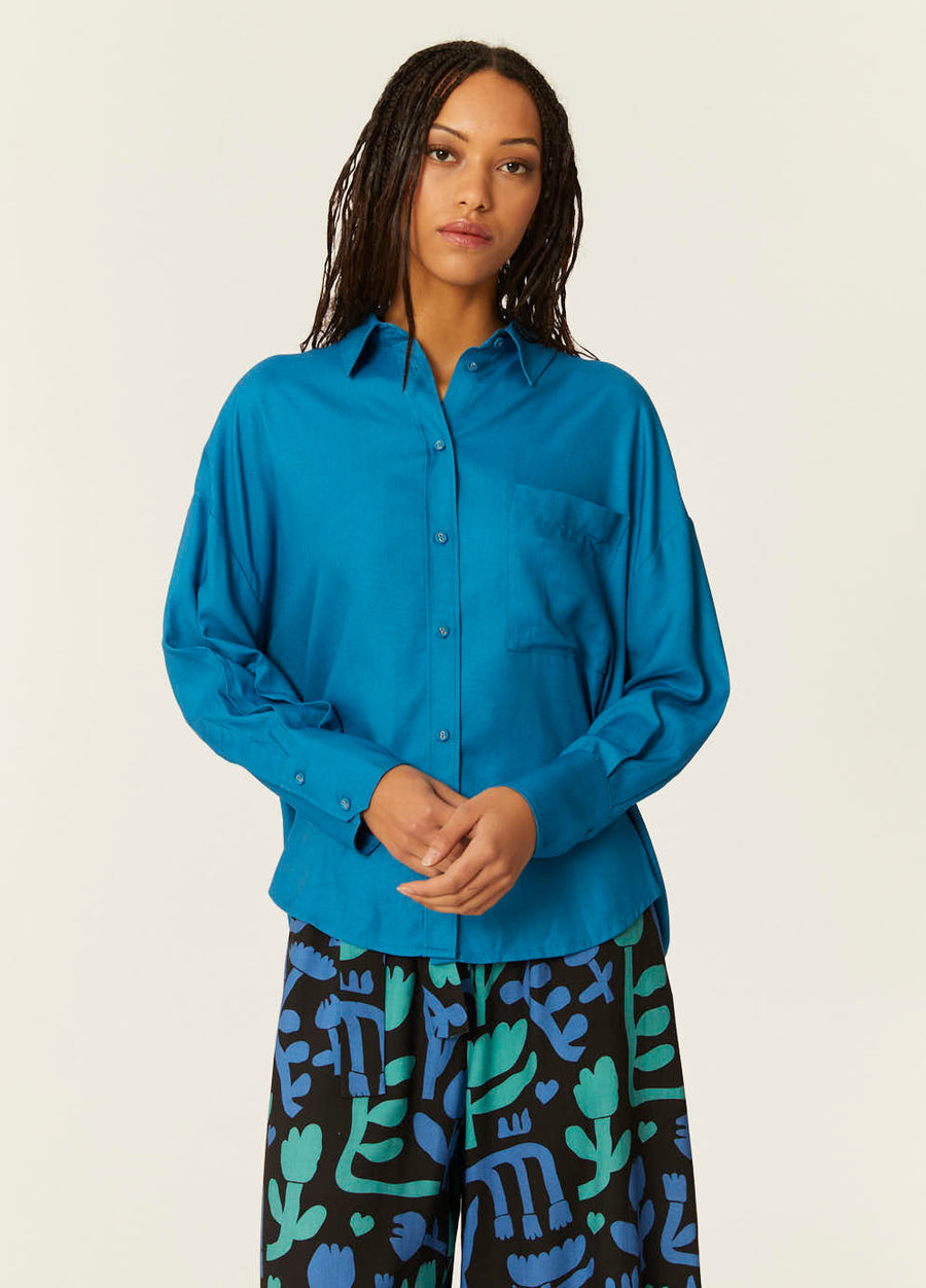 CAMISA OVERSIZE ECOVERO AZUL