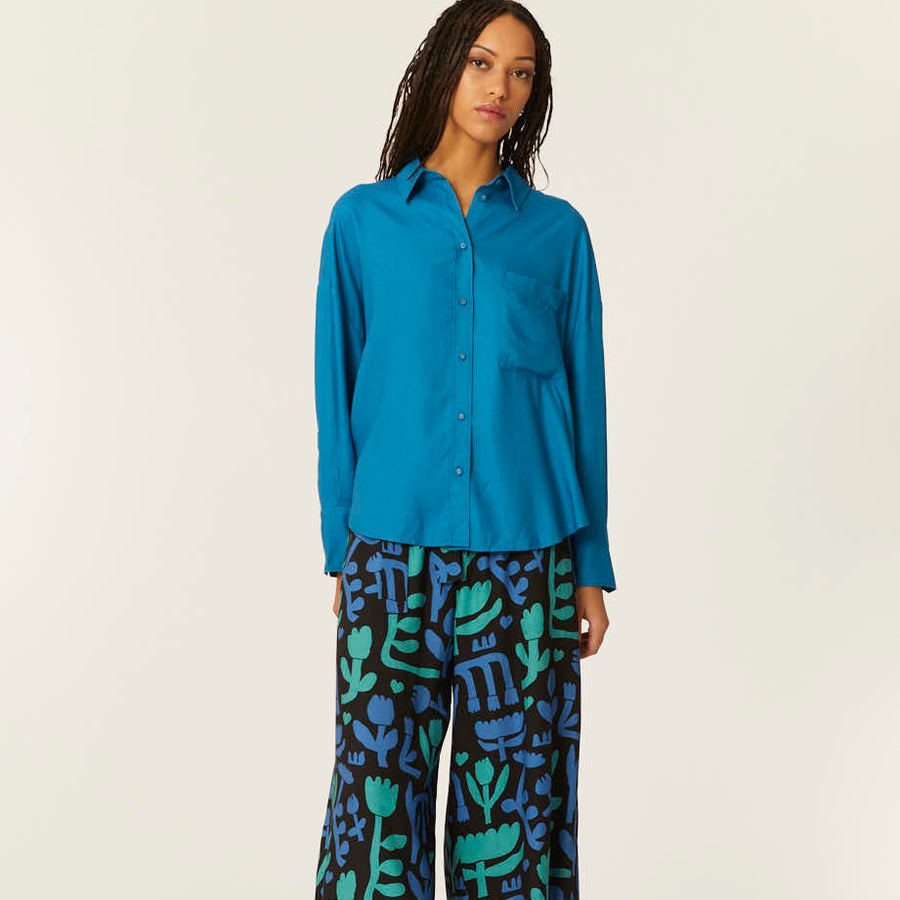 CAMISA OVERSIZE ECOVERO AZUL