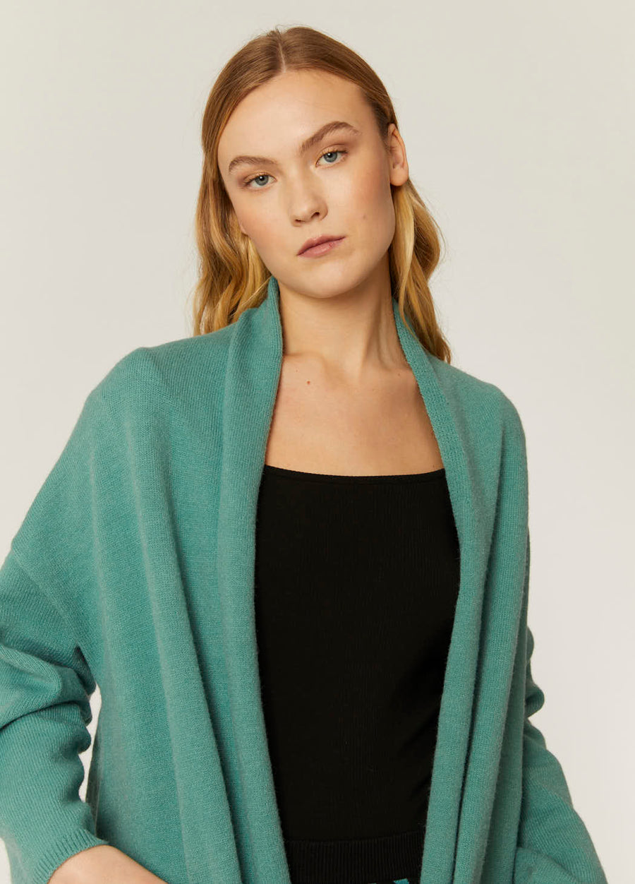 CARDIGAN IN MAGLIA FINE VERDE