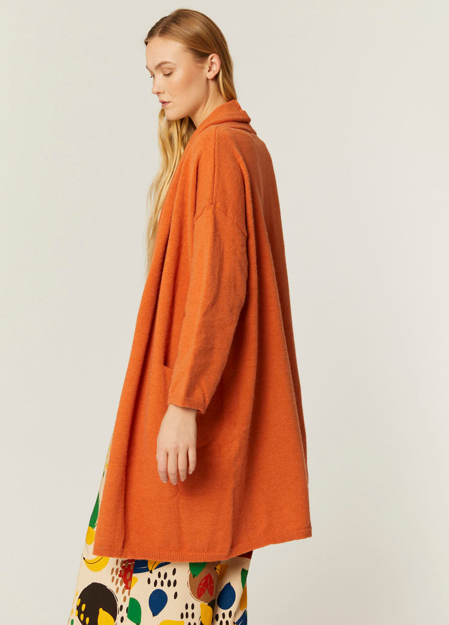 CARDIGAN IN MAGLIA FINE ARANCIO