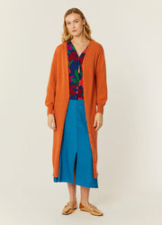 CARDIGAN IN MAGLIA FINE ARANCIO