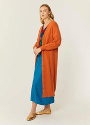 CARDIGAN IN MAGLIA FINE ARANCIO