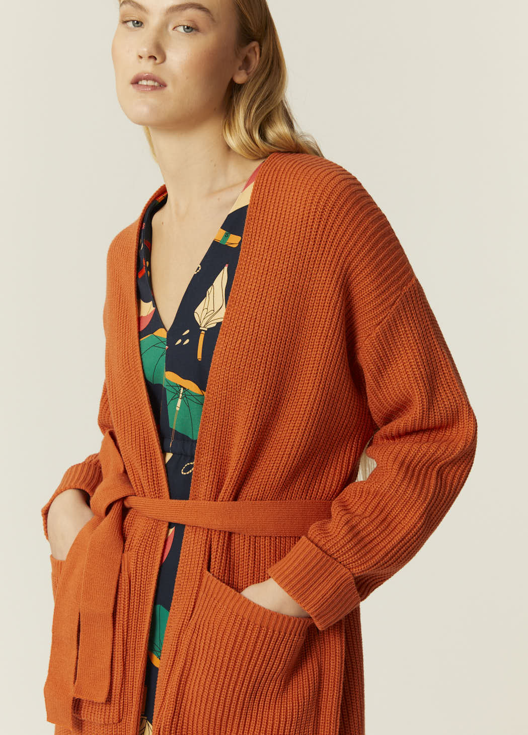 CARDIGAN LUNGO ARANCIO