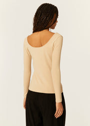 TOP CANALE CUELLO U BEIGE